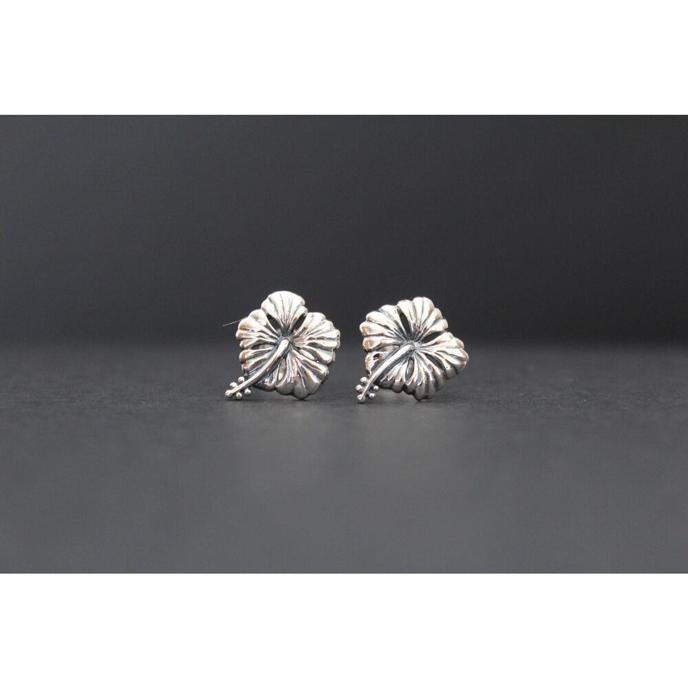 Sterling Silver Hibiscus Post Earrings